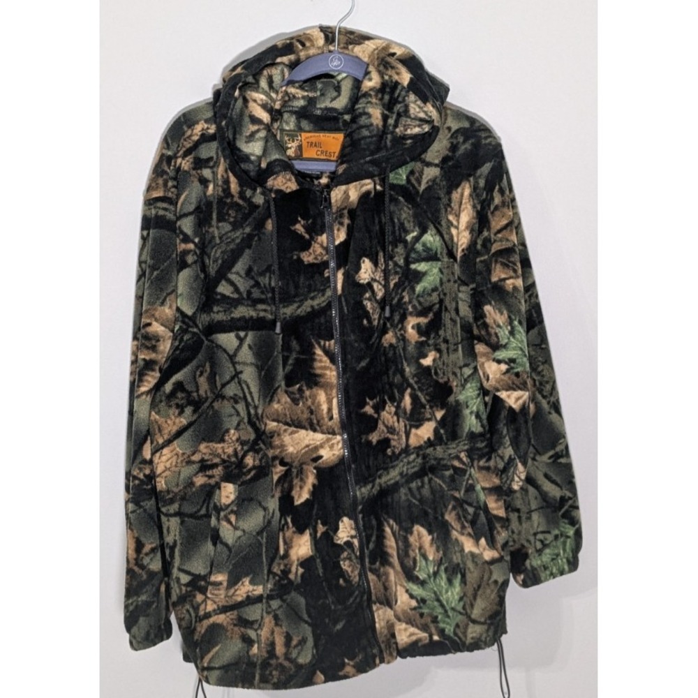 Trail Crest 1/4 Zip Highland Timber Hunting Outdoor Fleece Camo Hooded Jacket L